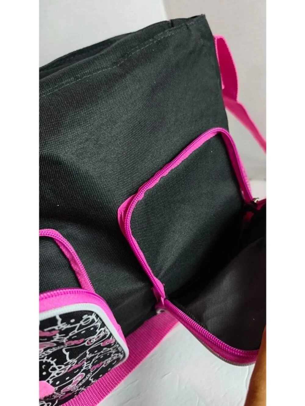 Hello Kitty School Messenger Bag Big Face Adjust Pink Strap Multi Compartments